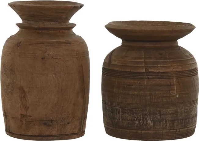 Vază cu finisaj natural stil oriental, 18x18x29 , din lemn ,"Surtido"