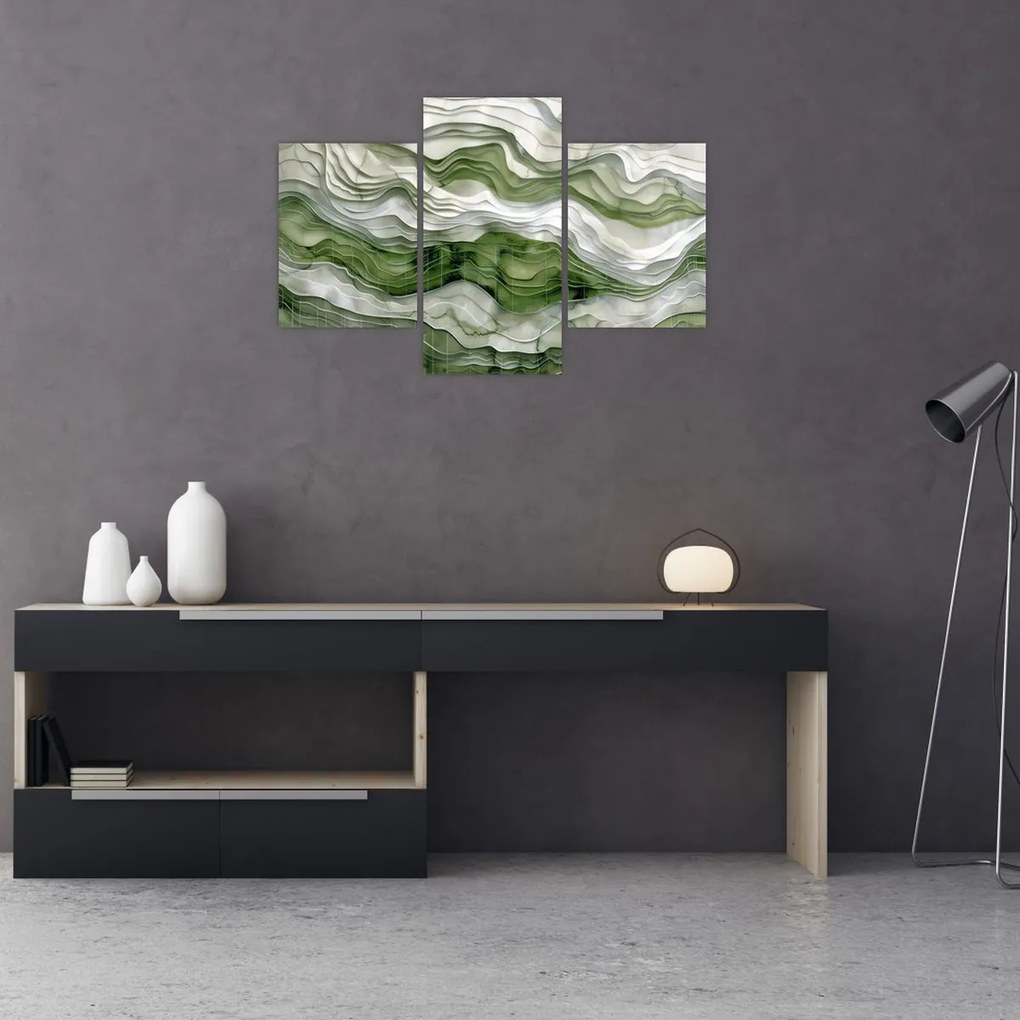 Tablou - Undele verzi și albe (90x60 cm)
