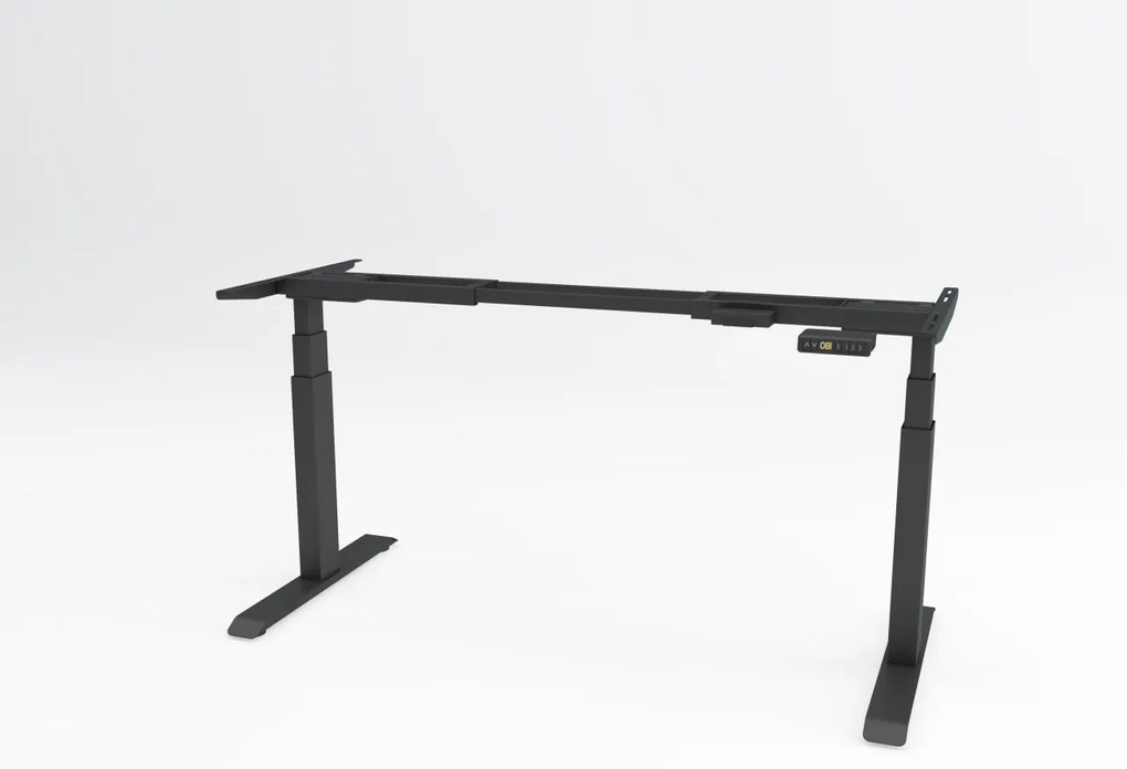 Birou reglabil pe inaltime TerrA7 BLACK- 2 motoare, profil dreptunghiular, Negru (Dimensiune blat: 137x67 cm, Culoare blat: Negru 25mm)