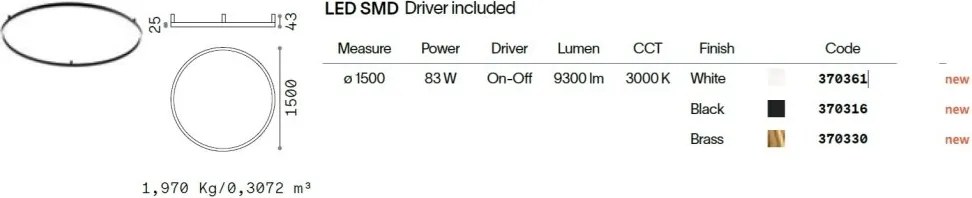 Lustra LED XXL aplicata design circular ORACLE SLIM PL D150 ROUND 3000K ON-OFF NE