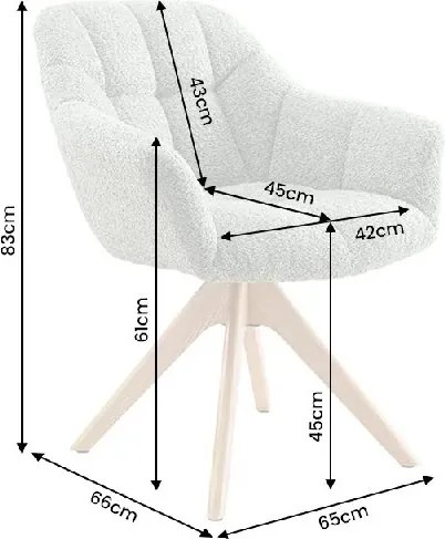 Scaun pivotant PAPILLON tesatura boucle verde salvie/ stejar