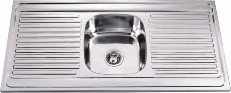 Chiuveta inox Inter Ceramic Alpaca cu o cuva si doua picuratoare finisaj inox lucios 120x60 cm