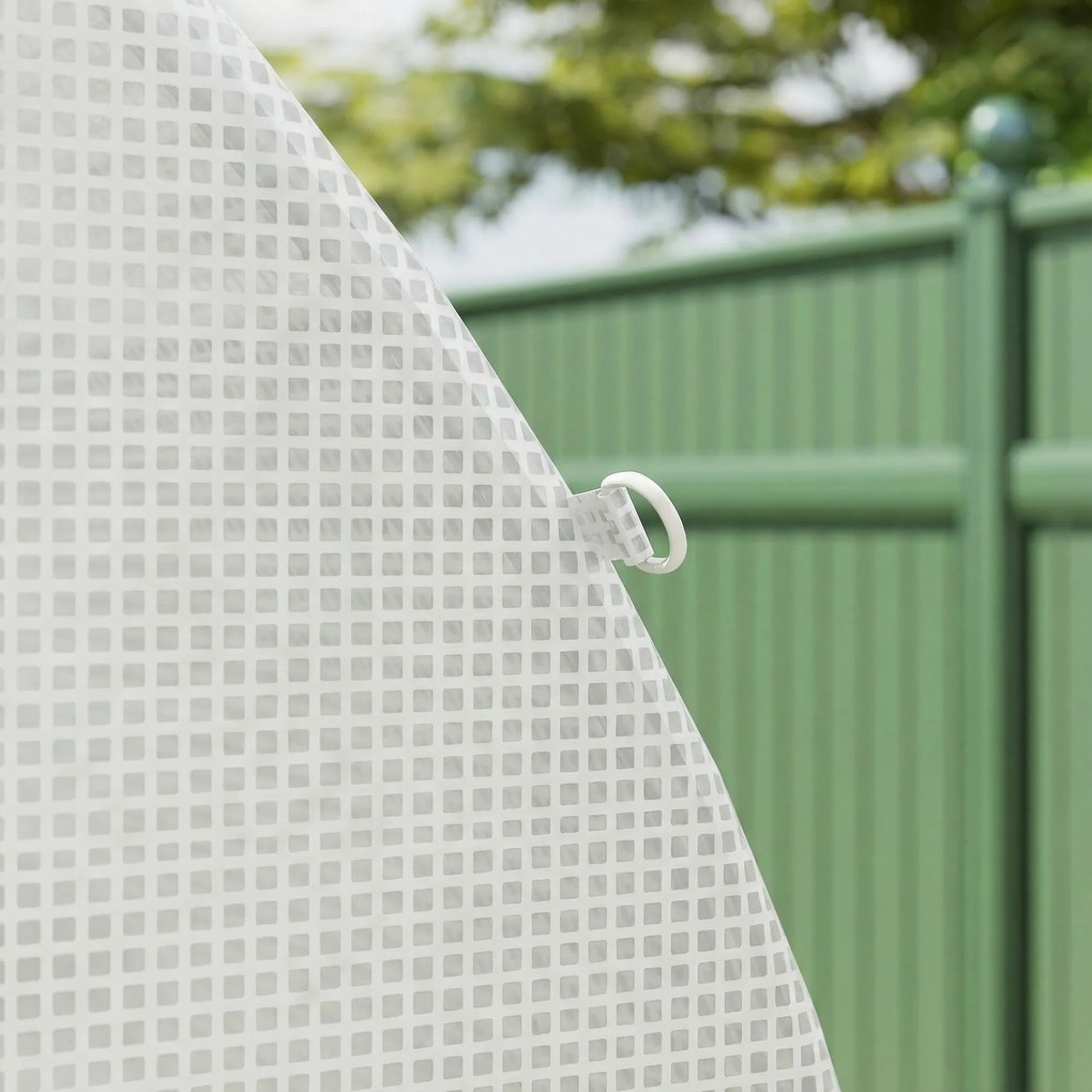 Outsunny Folie pentru seră 4 x 2 m, impermeabilă, învelitoare de grădină cu ușă, 8 ferestre, protecție UV, rezistentă la rupere, polietilenă, albă | Aosom Romania