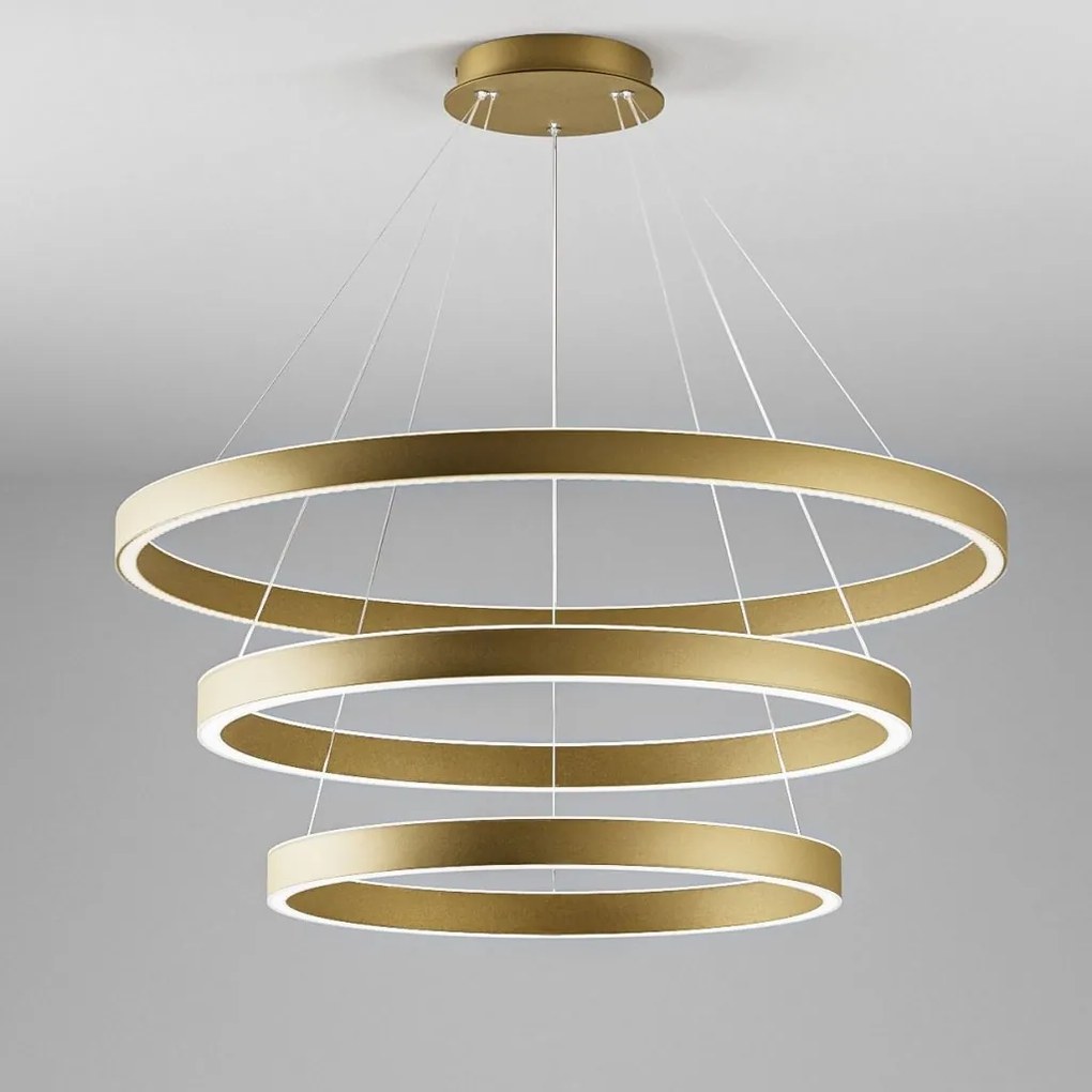 Lustra LED circulara cu 3 inele 96/80/60cm CRISEIDE, alb, negru sau auriu