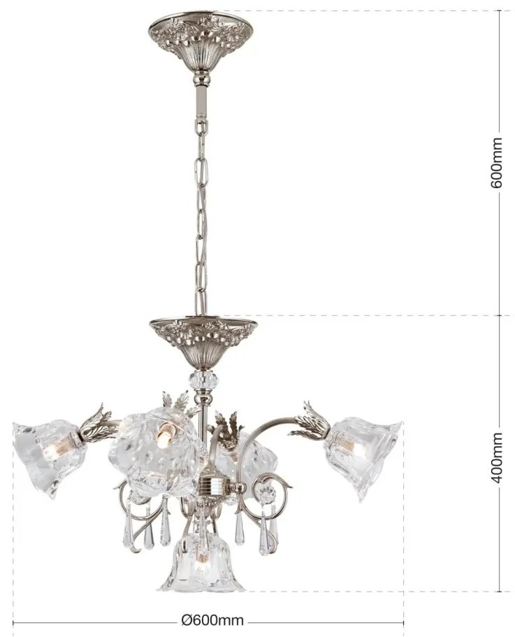 Candelabru cristal design lux LA BOHEME D-60cm 5L antique silver