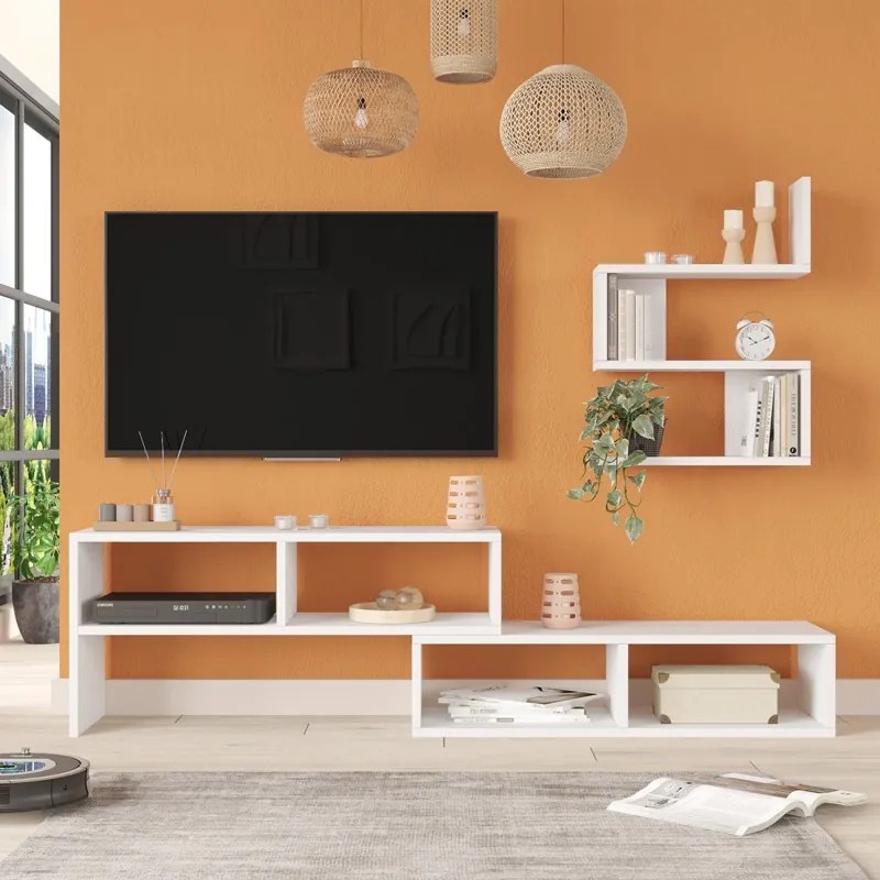 Set mobilier living Kakomo, Pako World, Alb, 170x29x43 cm