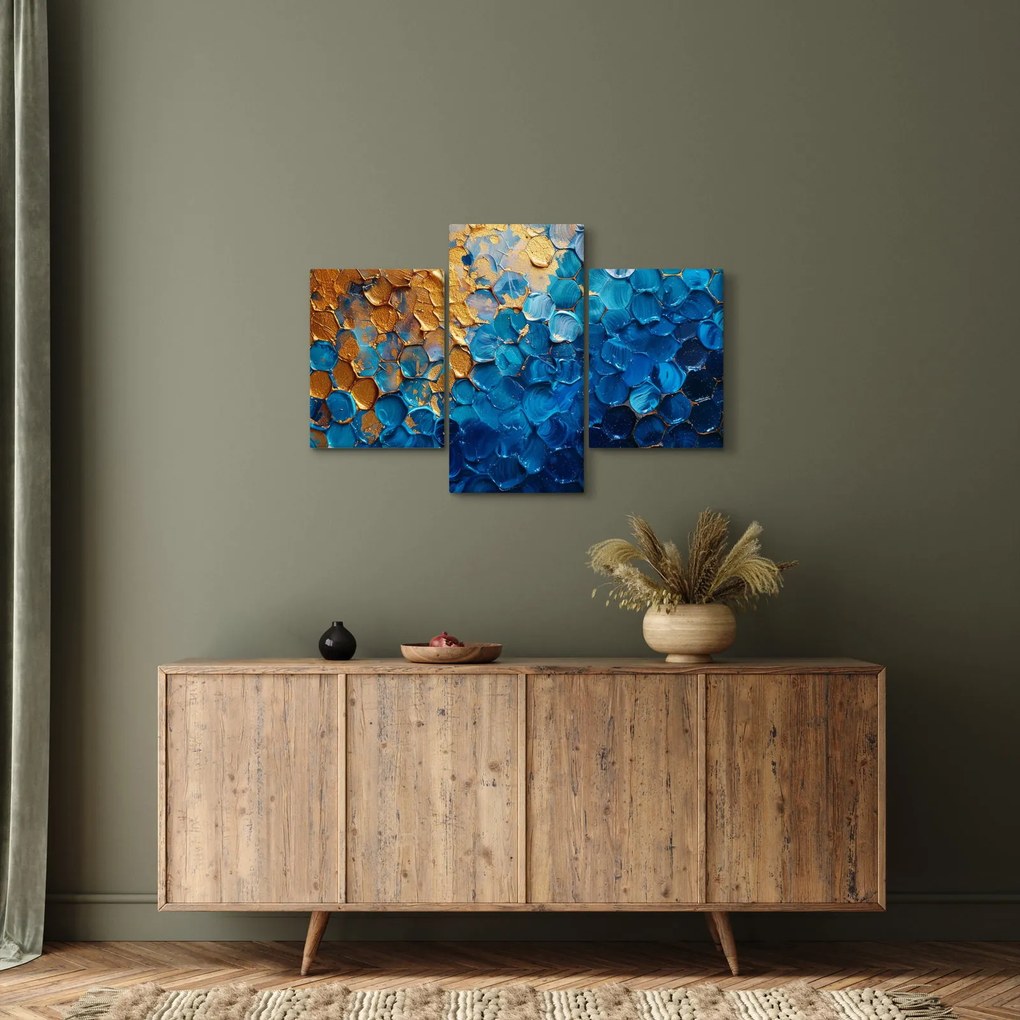 Tablou - Pictura albastru-auriu (90x60 cm)