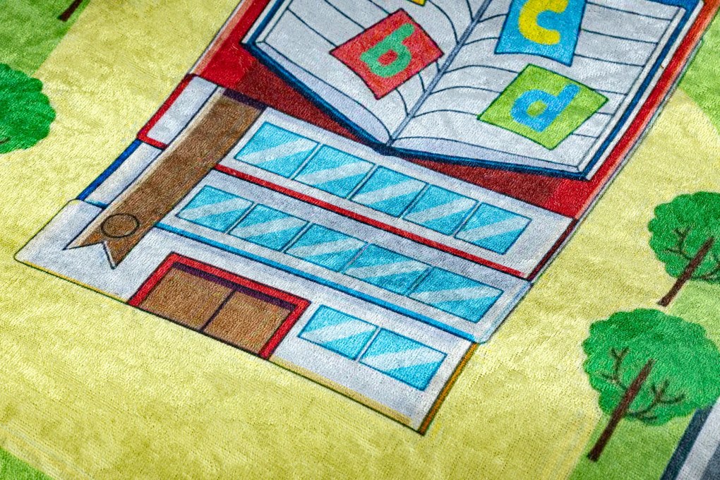 BAMBINO 9028 covor lavabil Oraș, străzi pentru copii anti-alunecare - verde / gri