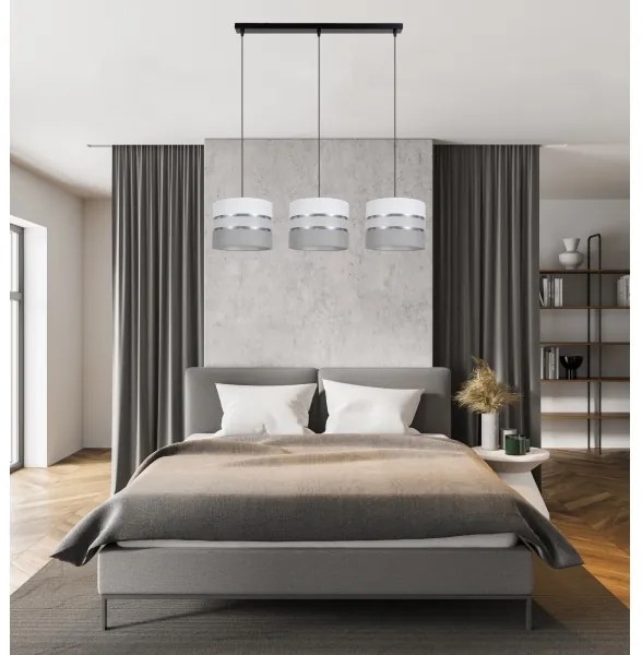 Lustră pe cablu CORAL 3xE27/60W/230V alb/gri