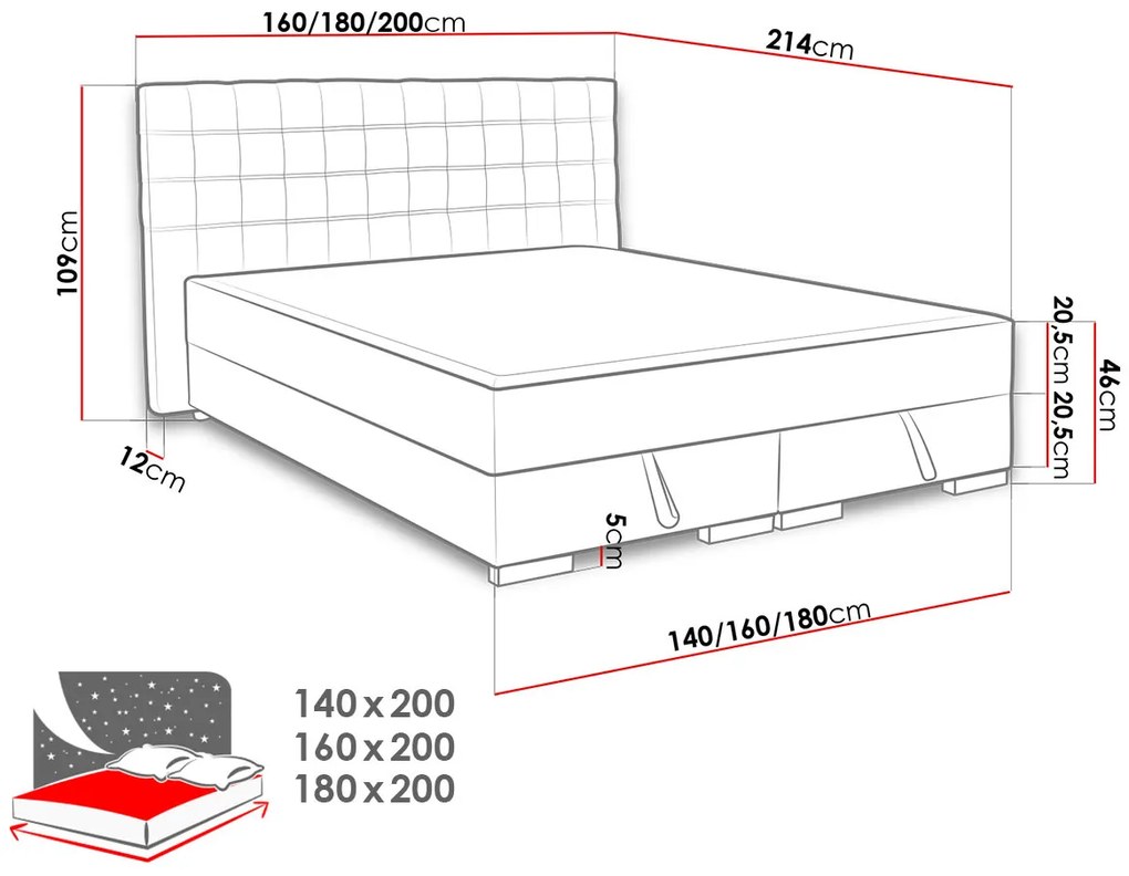 Pat matrimonial 180 cm Winty 2 (gri deschis). Promo -17%. 1123223