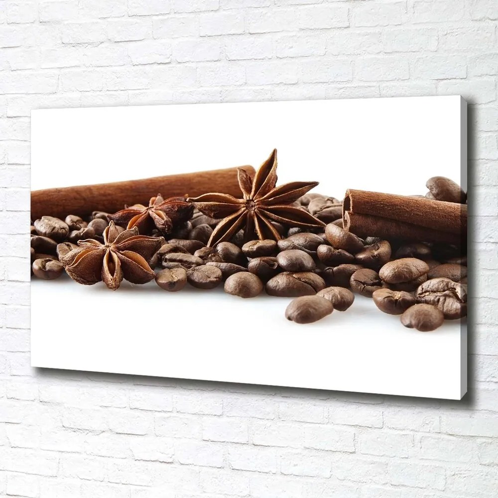 Tablou pe pânză canvas Boabe de cafea scorțișoară