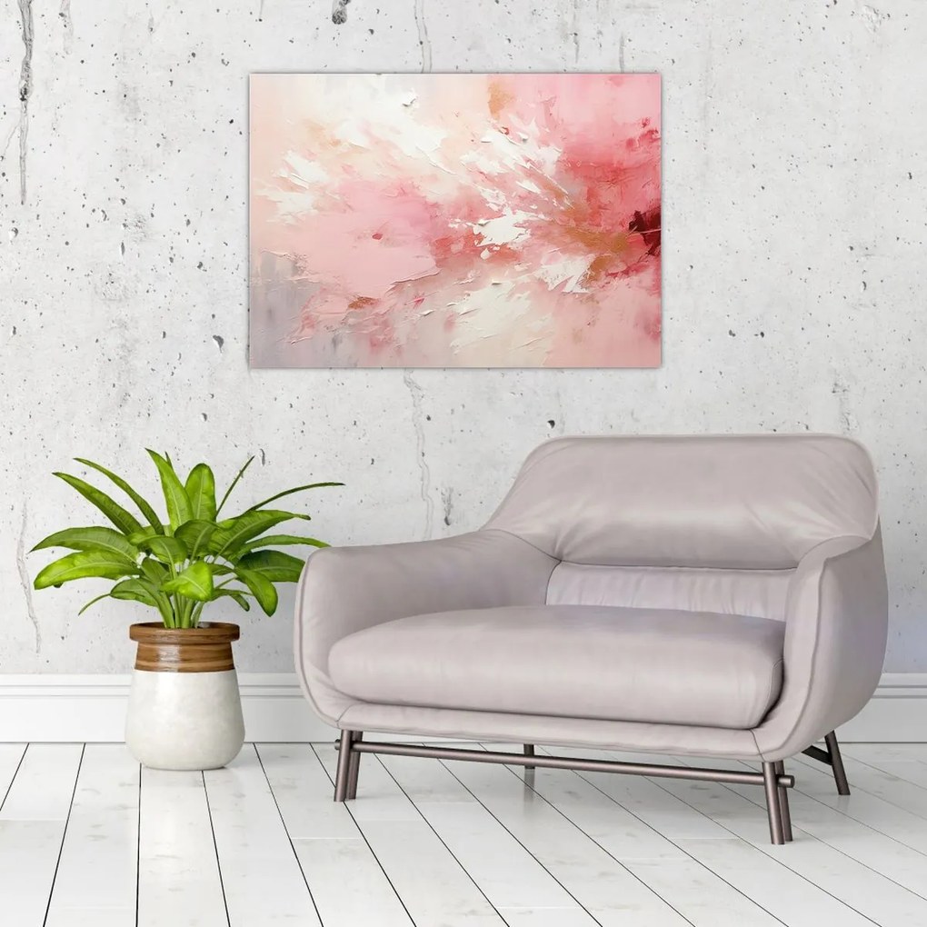 Tablou pe sticlă - Abstract roz (70x50 cm)
