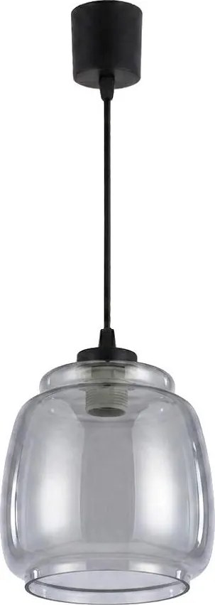Brilagi - Lampă LED suspendată pe cablu R GLASS, 1xE27/60W/230V, diametru 26 cm, negru/gri fumuriu