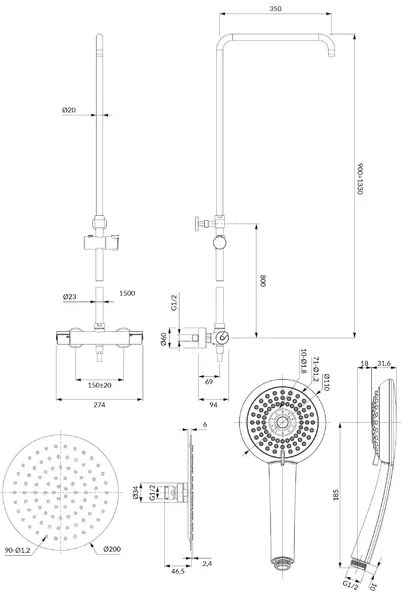 Coloana de dus cu baterie termostatata Omnires Y