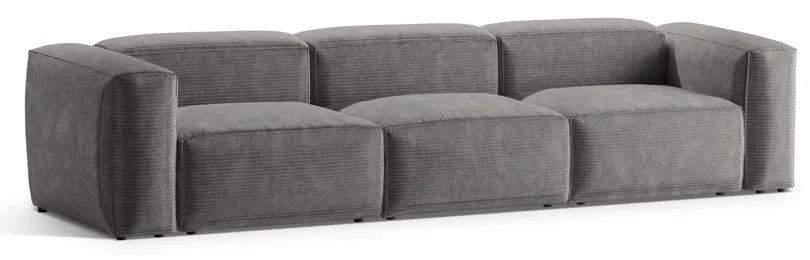 Canapea gri deschis cu tapițerie din catifea reiată 364 cm Bergamo – Cosmopolitan Design