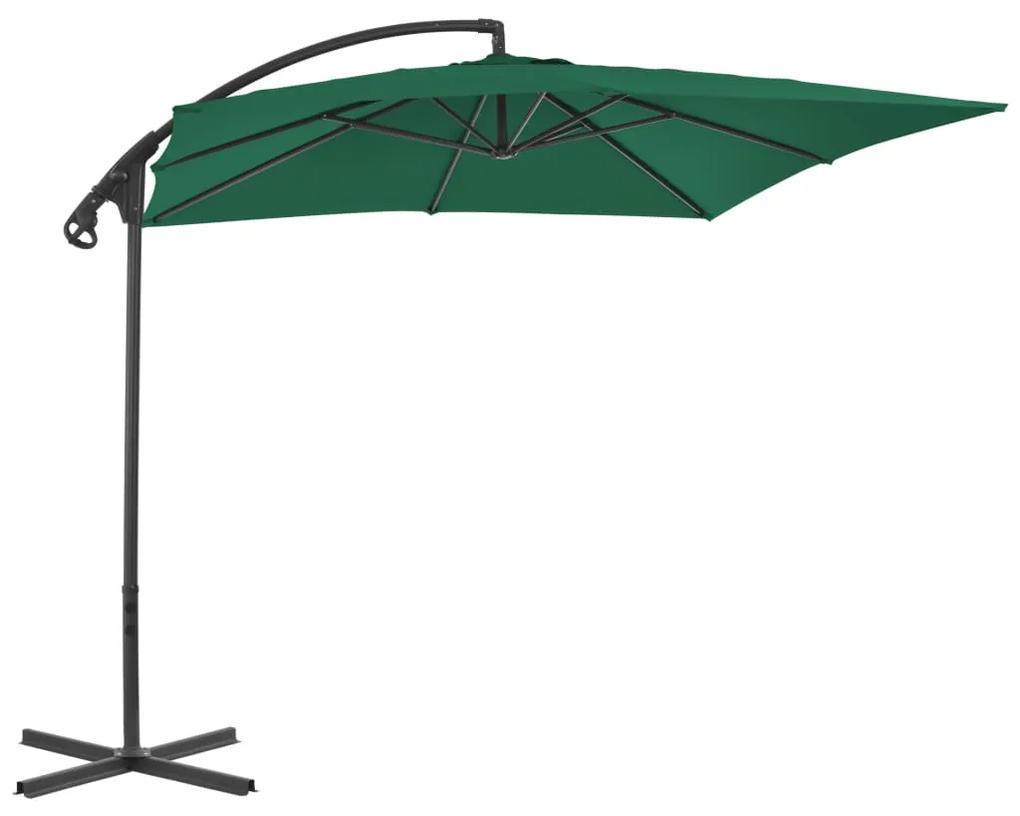 Umbrela suspendata cu stalp din otel, verde, 250 x 250 cm Lysegronn