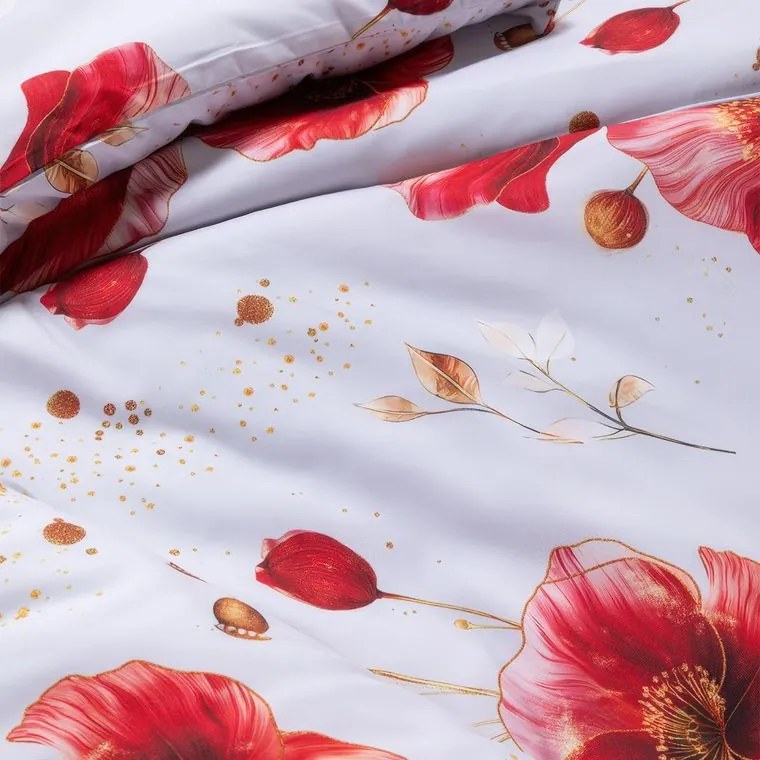 decoDoma Lenjerie de pat din microfibră POPPIES pat simplu