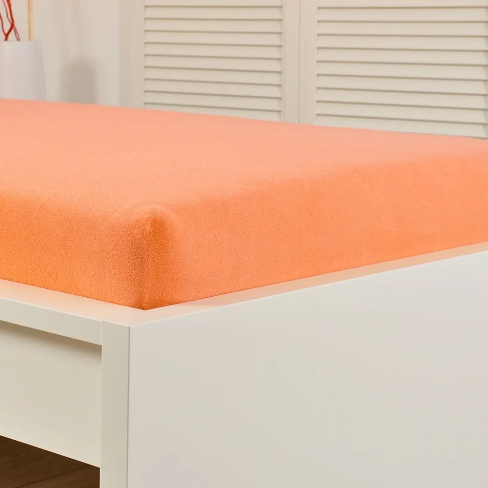 Cearsaf elastic de pat froté, caisa portocaliu 60x120 cm