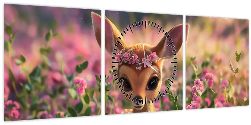 Tablou - Căprioară Drăgălașă (cu ceas) (90x30 cm)