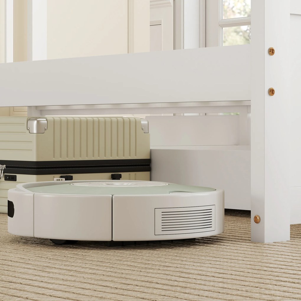 HOMCOM Cadru pat single, cadru din lemn, sertare pe roți, nu necesită somieră, 90 x 200 cm, Alb | Aosom Romania