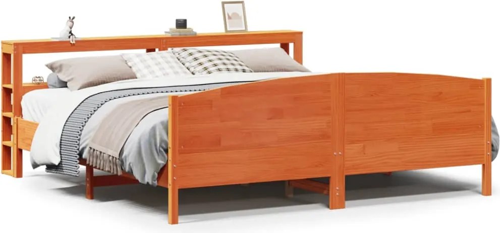 vidaXL Cadru de pat fără saltea, maro ceruit 180x200 cm lemn masiv pin