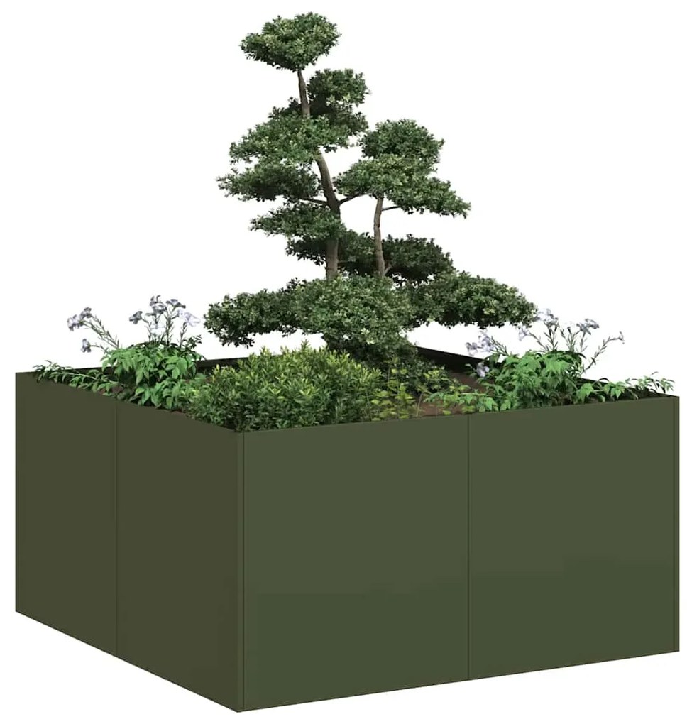 vidaXL Jardinieră verde măsline 80x80x40 cm oțel laminat la rece