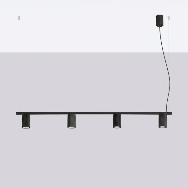 Sollux SL.2712 - Lustru suspendat pe cablu KARBON 4xGU10/10W/230V negru