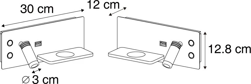 Set de 2 Aplice de Perete Bej Incl. LED cu USB și Încărcător cu Inducție - Riza