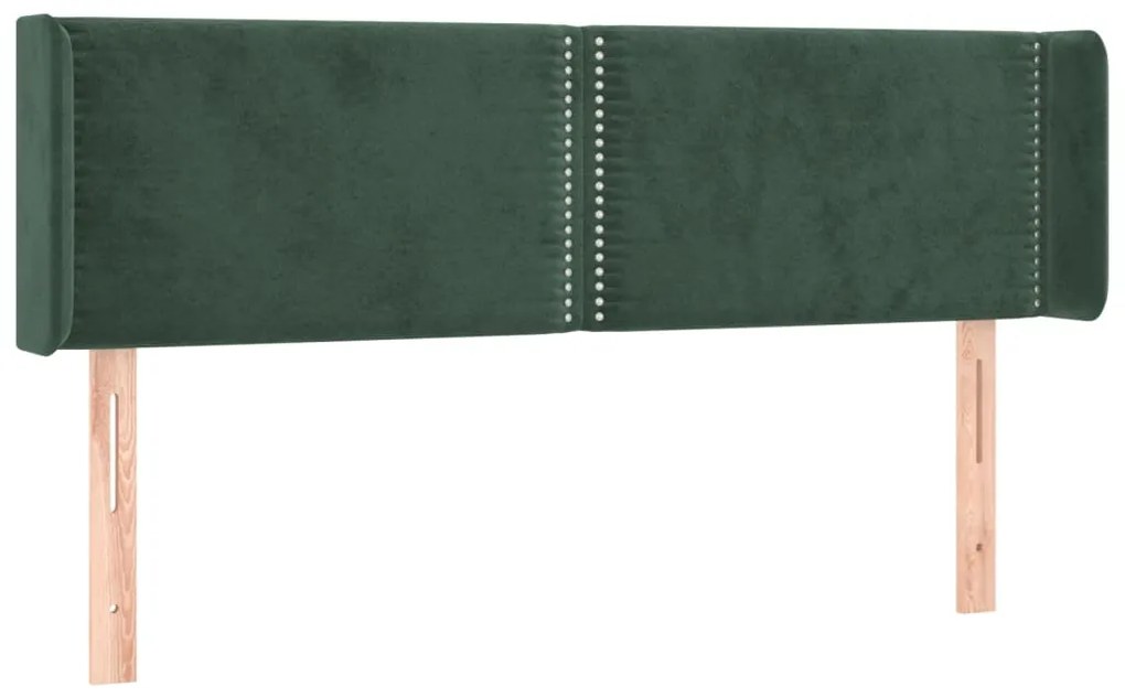 3118679 vidaXL Tăblie de pat cu aripioare verde închis 147x16x78/88 cm catifea