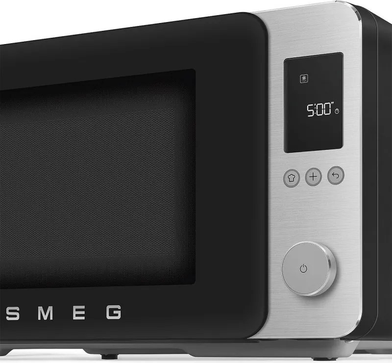 Cuptor cu microunde combinat cu aer cald SMEG Collezione MOC02BLMEU, 900 W, 27 l, 25 de programe, închidere lină, setări personalizate, negru mat