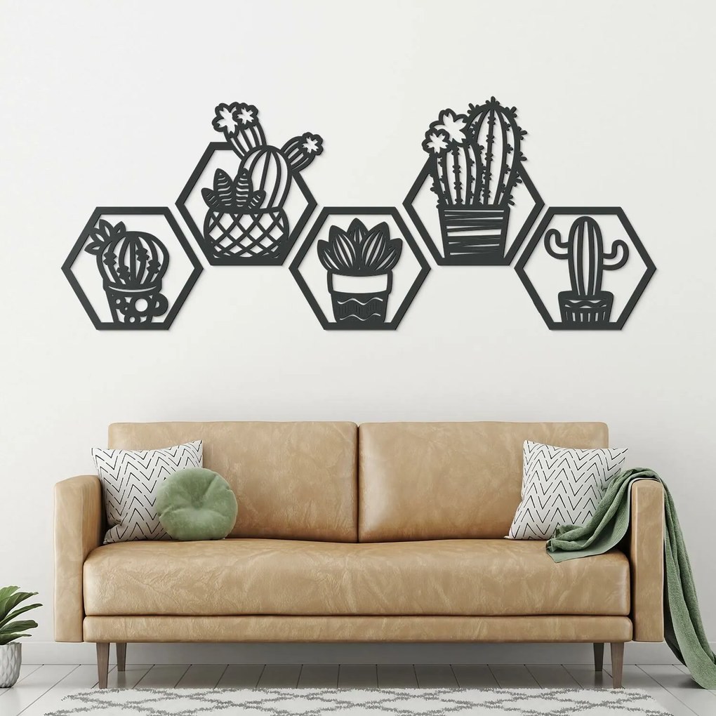 DUBLEZ | Set de Tablouri Hexagonale - Cactuși