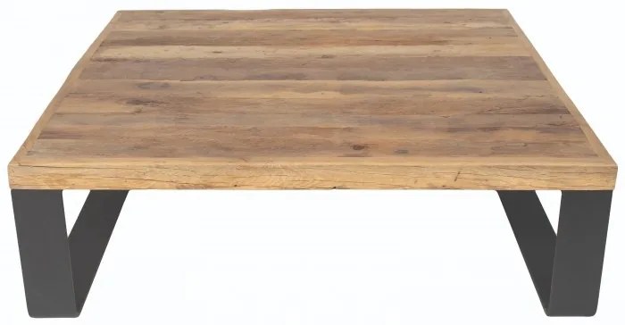 Masuta de cafea, natur, din lemn de stejar si metal, 127 cm, Alpha