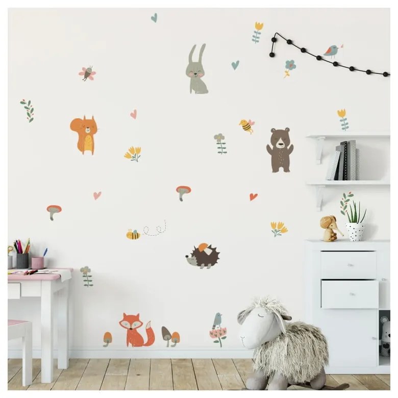 Set autocolante pentru perete Ambiance Funny Scandinavian Animals