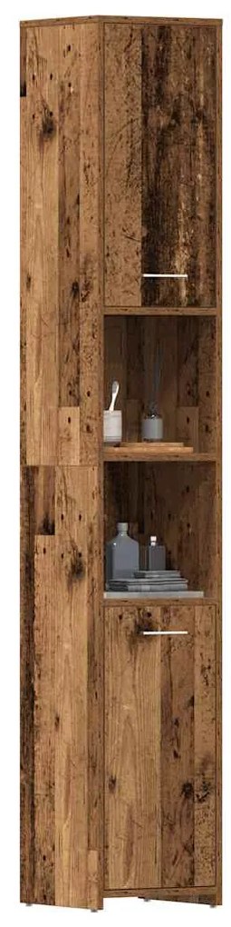 vidaXL Dulap de baie, Lemn vechi, 30x30x183,5 cm, PAL