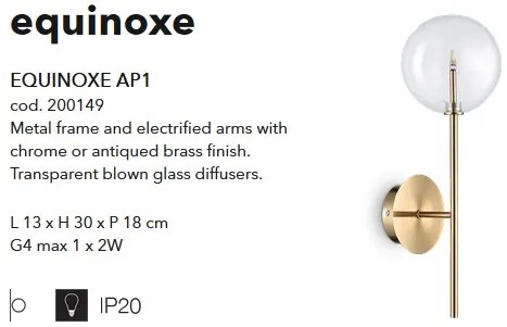 Aplica din metal design clasic EQUINOXE AP1 OTTONE 200149