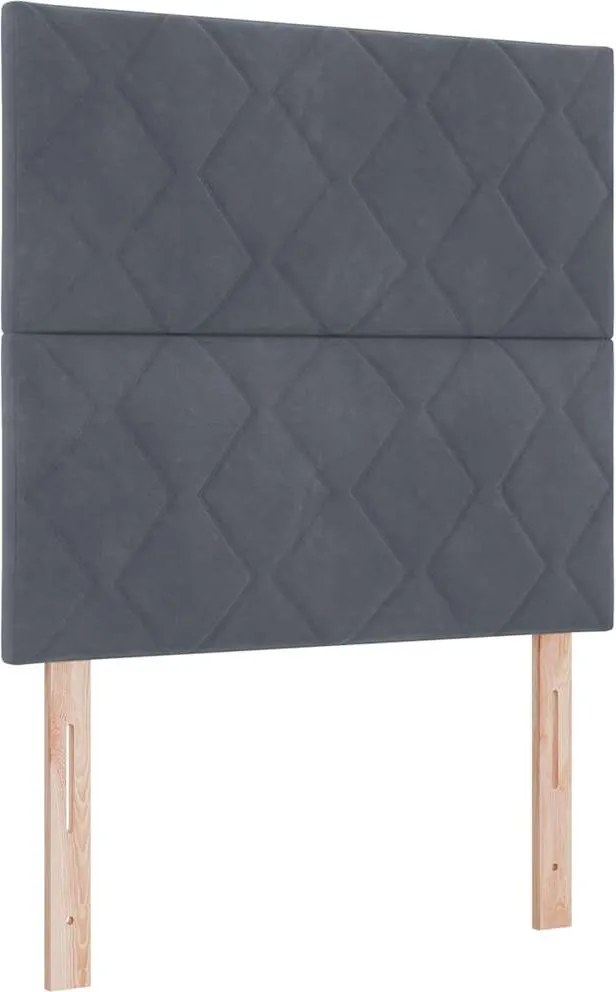 vidaXL Pat cu arc LED cu saltea Gri închis 90 x 200 cm Catifea