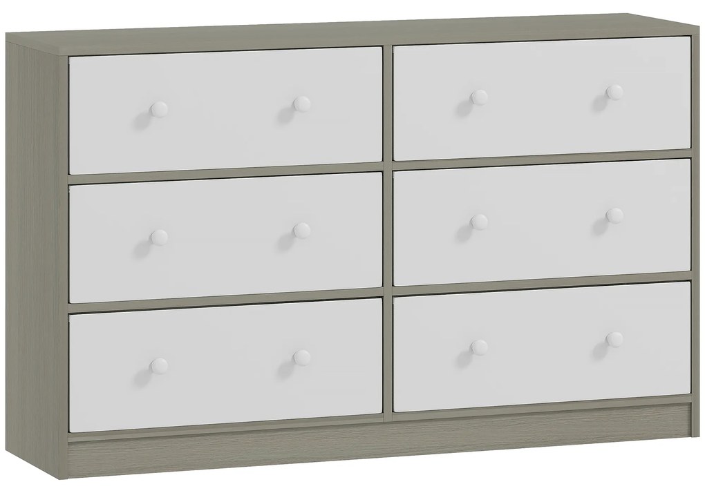 HOMCOM Comodă cu 6 sertare pentru dormitor, alb și gri | Aosom Romania
