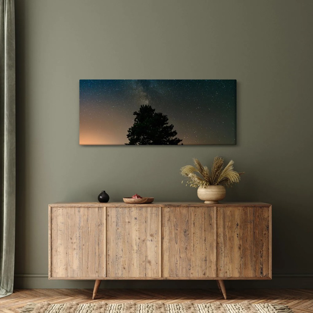 Tablou cu cerul nocturn și copaci (120x50 cm)