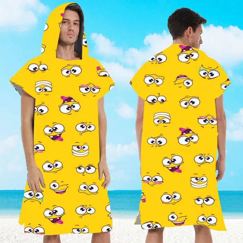 Poncho prosop de plaja SMILE galben 80x145 cm