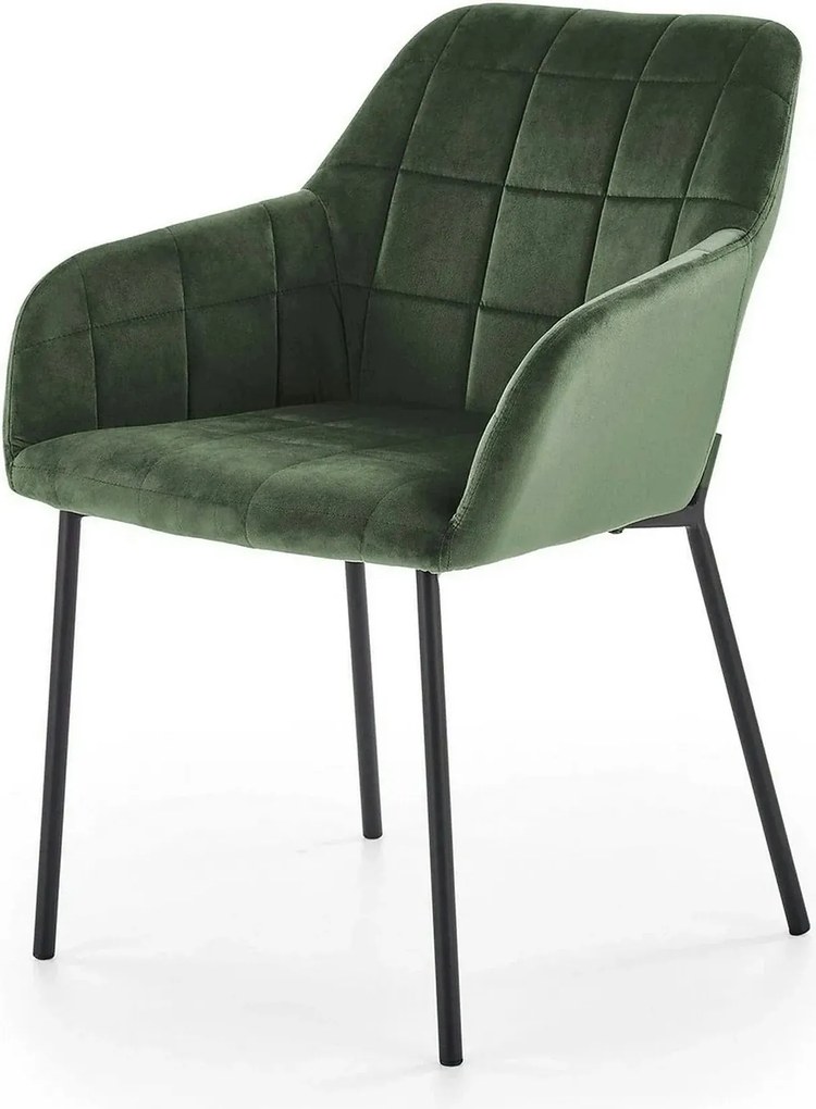Scaun K305, verde inchis/negru, stofa catifelata/metal, 58X57X80 cm