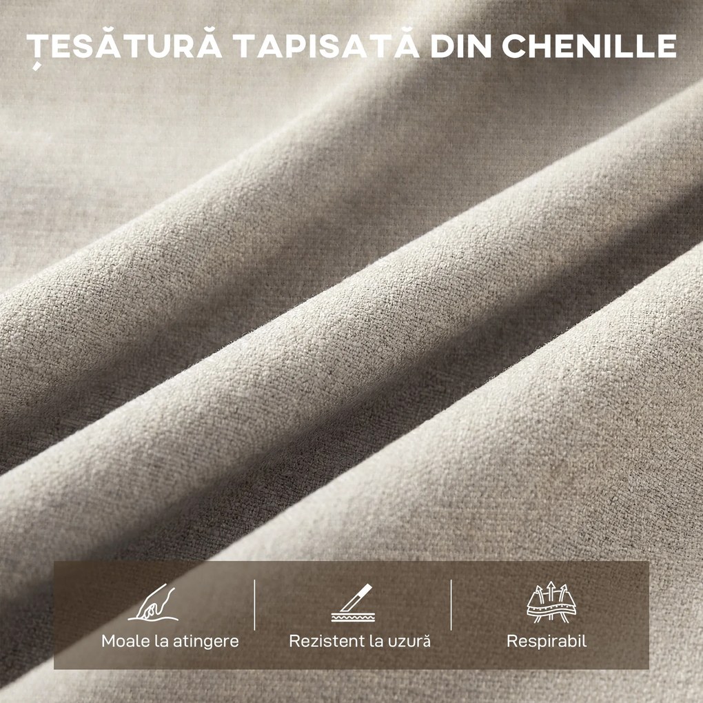 HOMCOM Canapea cu 2 Locuri Tapițată în Chenille cu Cusături Duble, Canapea Modernă cu Brațe și Picioare din Oțel, pentru Living, Birou și Dormitor, 120x73x76 cm, Bej | Aosom Romania