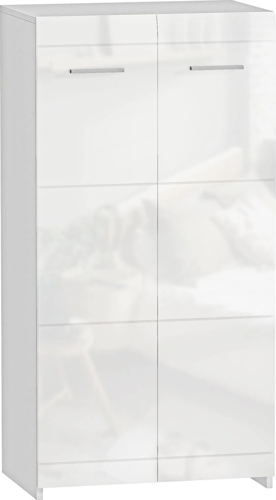HOMCOM Dulap pentru Pantofi Lucios, Mobilier Modern cu Rafturi Reglabile pentru Hol, Coridor, Capacitate 10 Perechi, Alb | Aosom Romania