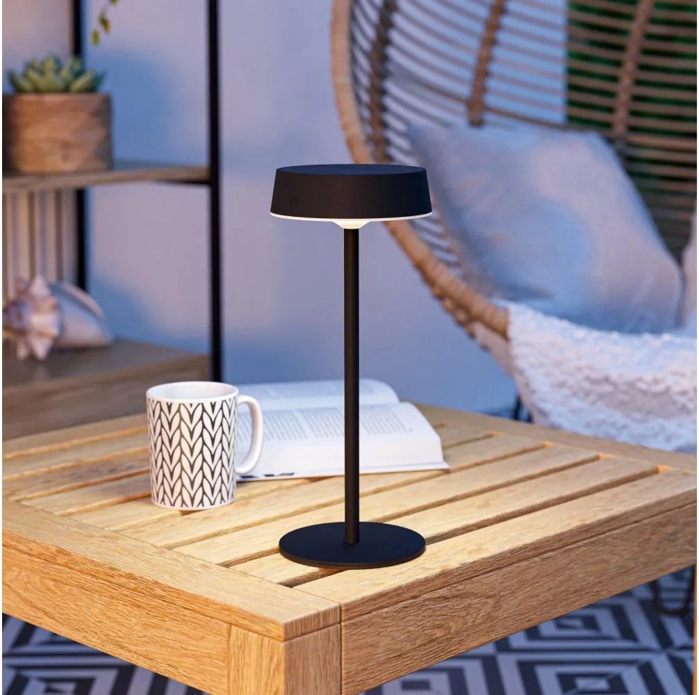 Eglo 75876-LED SIMERI lampă de birou solară reîncărcabilă, dimabilă LED/3W/5V 1800mAh IP44 negru