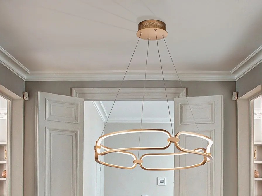 Lustra LED design ultra-modern 60cm Colette auriu roze