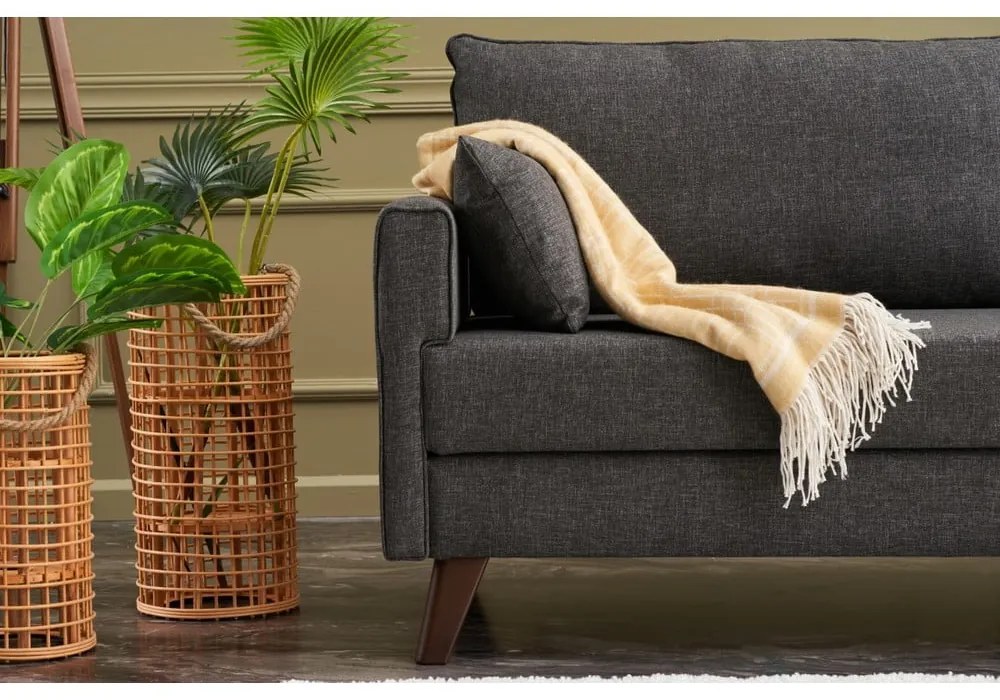 Canapea gri antracit extensibilă 208 cm Bella – Balcab Home