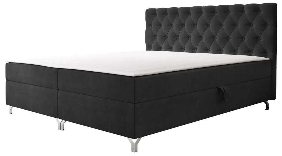 Pat matrimonial 140 cm Jenaks 2 (Negru) (cu somieră și saltea) (cu sp. depozitare). Promo -17%. 1104144