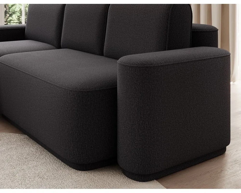 Colțar gri închis extensibil/cu spațiu de depozitare cu tapițerie din chenille (cu colț pe partea stângă/cu șezlong) Aurumm – ELTAP