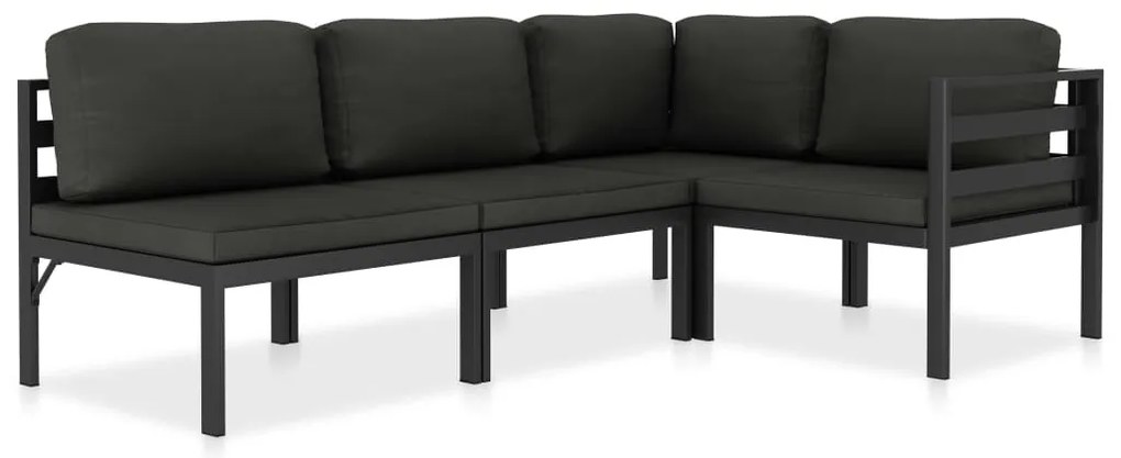 vidaXL Set mobilier de grădină cu perne, 4 piese, antracit, aluminiu