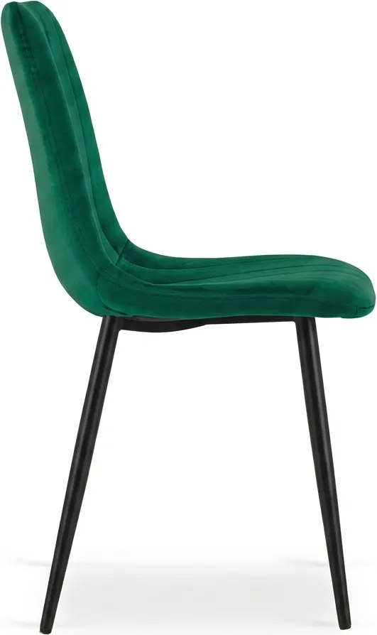 Scaun din catifea verde inchis LAVA BOTTLE GREEN cu picioare negre