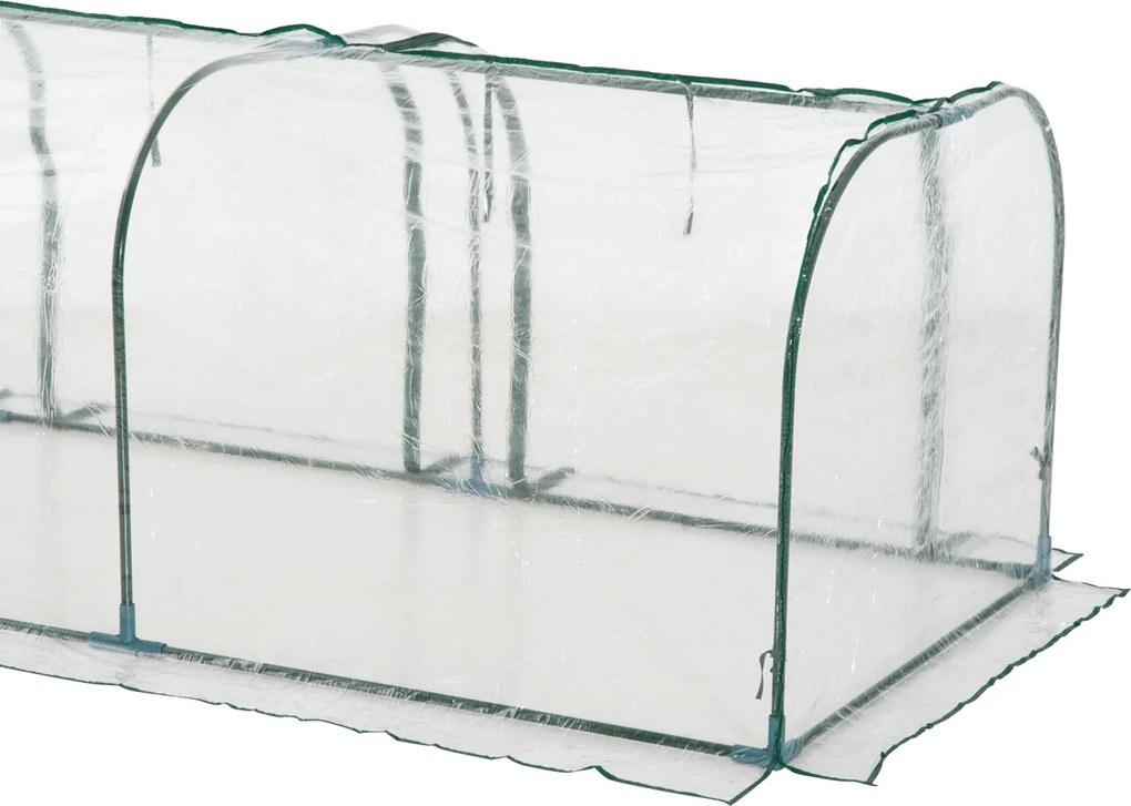 Outsunny Serra a Tunnel in PVC con 3 Porte Avvolgibili in Acciaio e PVC Trasparente, 350x100x80cm